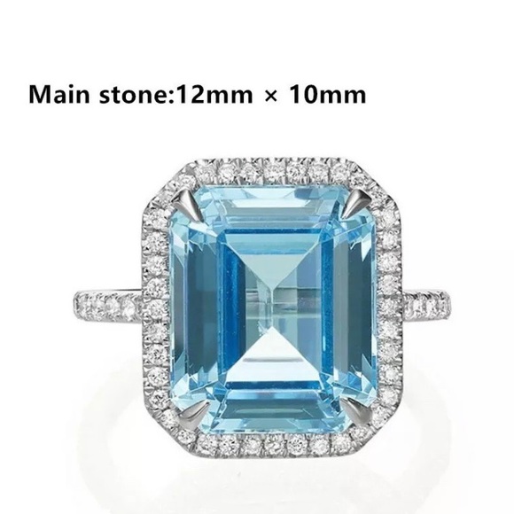 NEW 925 Sterling Silver Halo Sapphire Ring - Picture 4 of 7